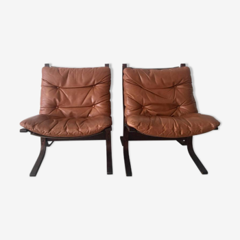Pair of "Siësta" leather chairs by Ingmar Relling for Westnofa Furniture Norway