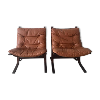 Pair of "Siësta" leather chairs by Ingmar Relling for Westnofa Furniture Norway