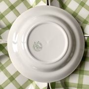 Moulins des loups soup plates, green grid