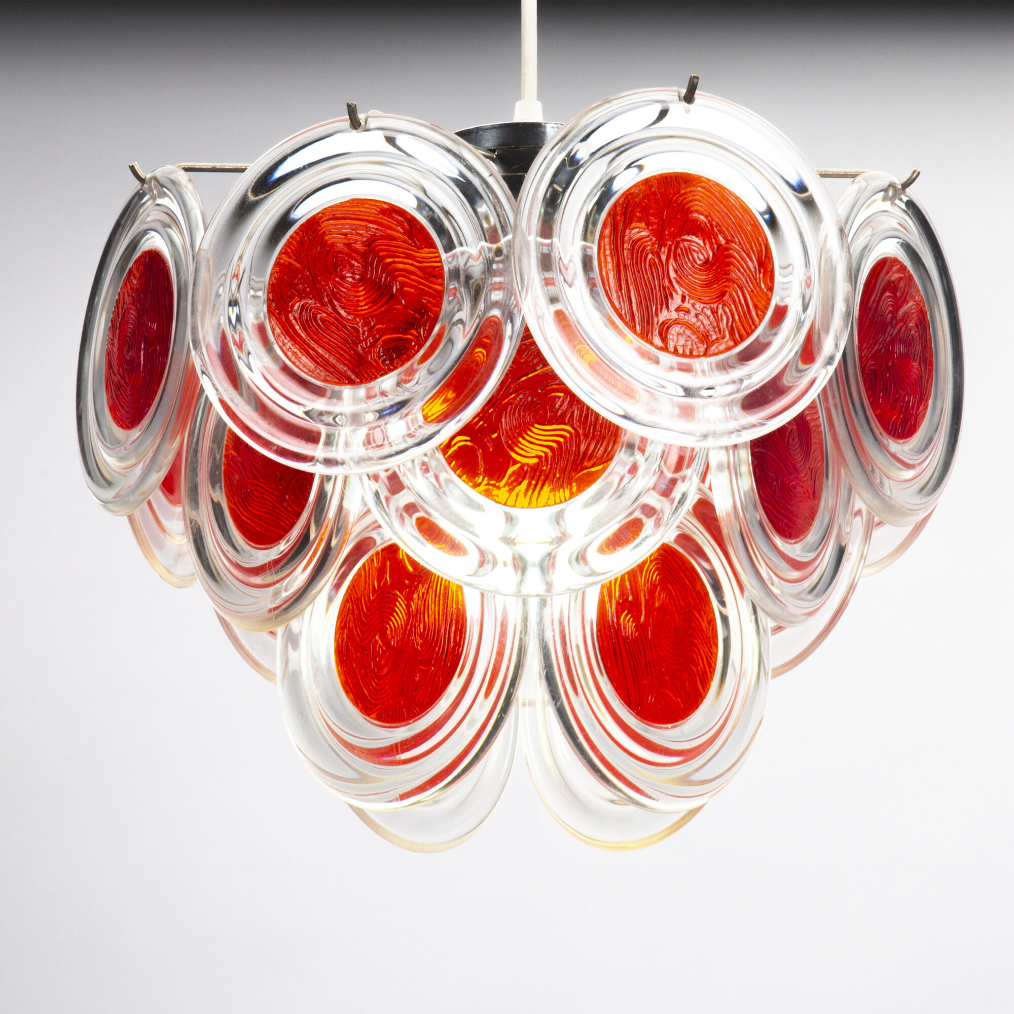 Red/orange Murano disc chandelier by Gino Vistosi
