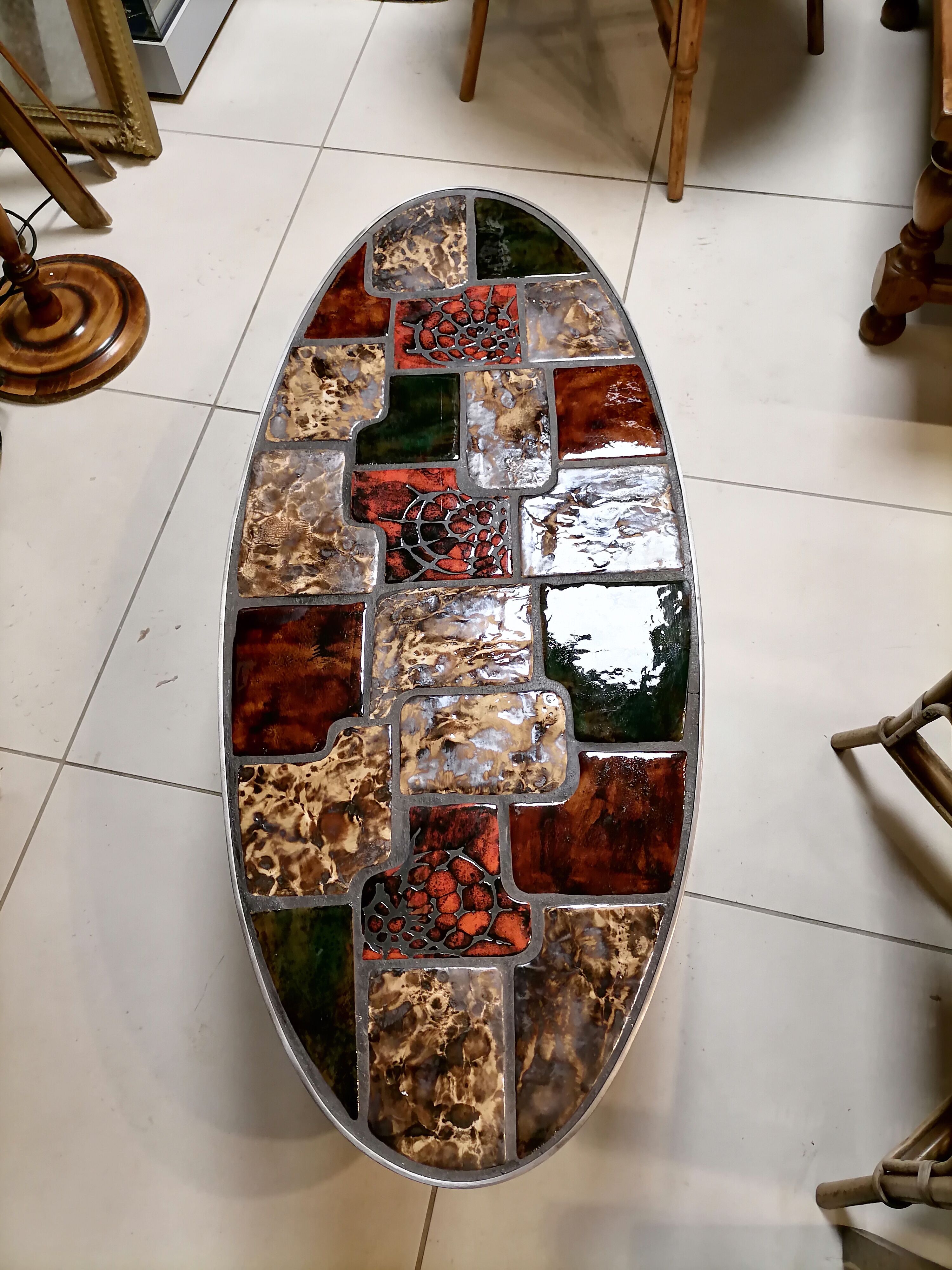 Vintage ceramic steel coffee table