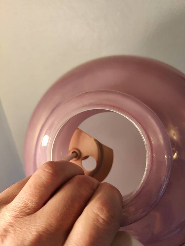 Suspension en opaline violette et blanche, années 60-70