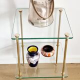 Glass and brass side table 70s