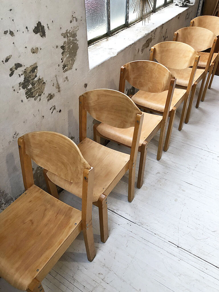 6 beech chairs 1980
