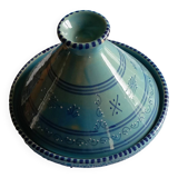 Turquoise blue & arabesque tagine in enamelled terracotta - 22cm in diameter, 20cm in height approx.