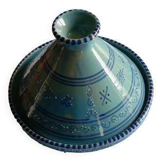 Tajine bleu turquoise & arabesques en terre cuite émaillée - 22cm de diamètre 20cm de hauteur env.