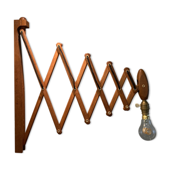 Erik Hansen vintage teak accordion scissor wall lamp