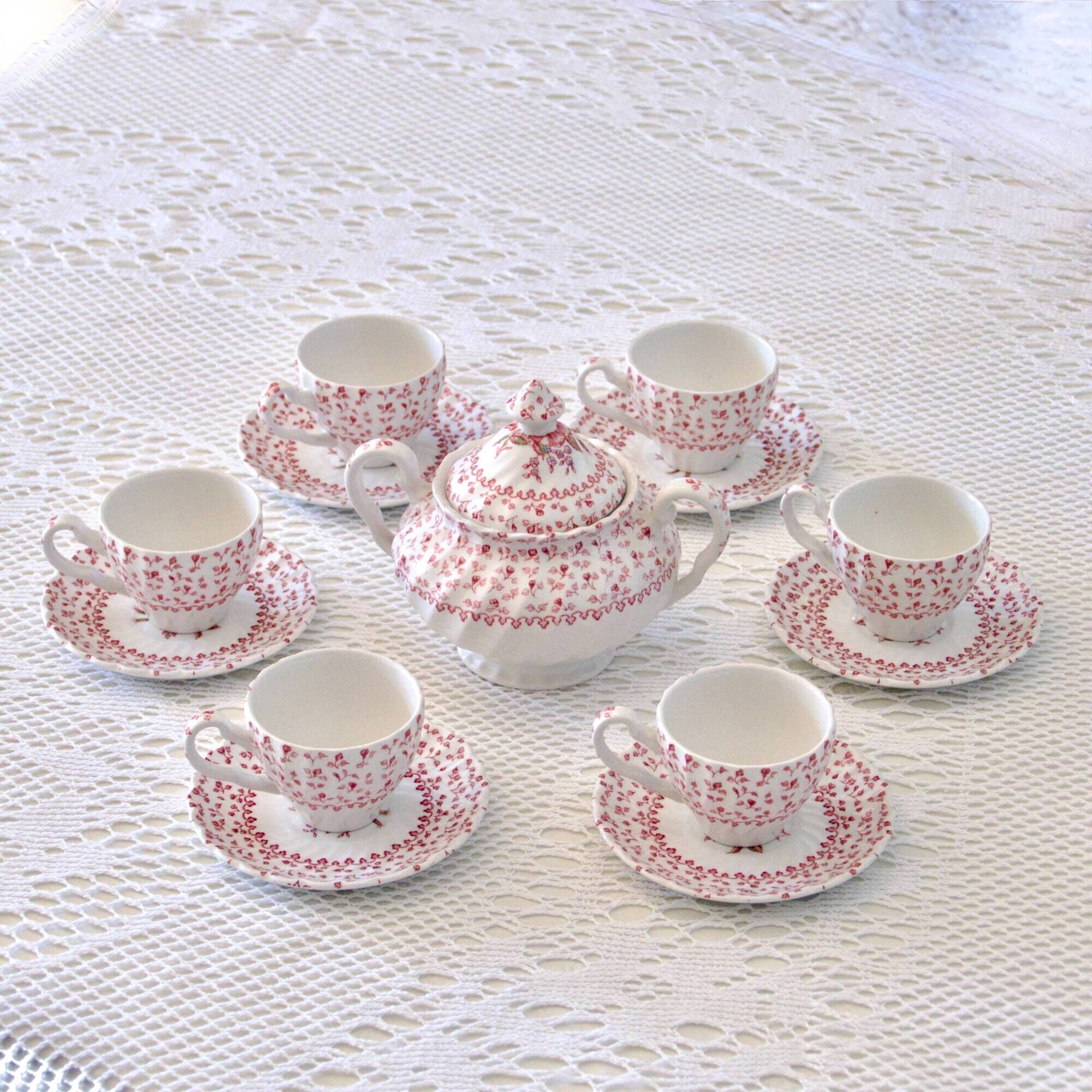 Johnson & Bros "Rose Bouquet" Antique Porcelain Coffee Set
