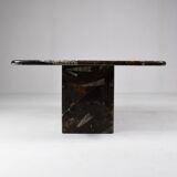 Table basse vintage en pierre fossilisée