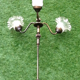 1970s Chandelier / Pendant lamp 3 arms of light Tulips with ruffles