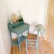 Coiffeuse vintage en bois peint