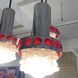 Pendant lamp 3 lights chrome - 70s