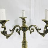 Pair of girandoles 3 bronze lights