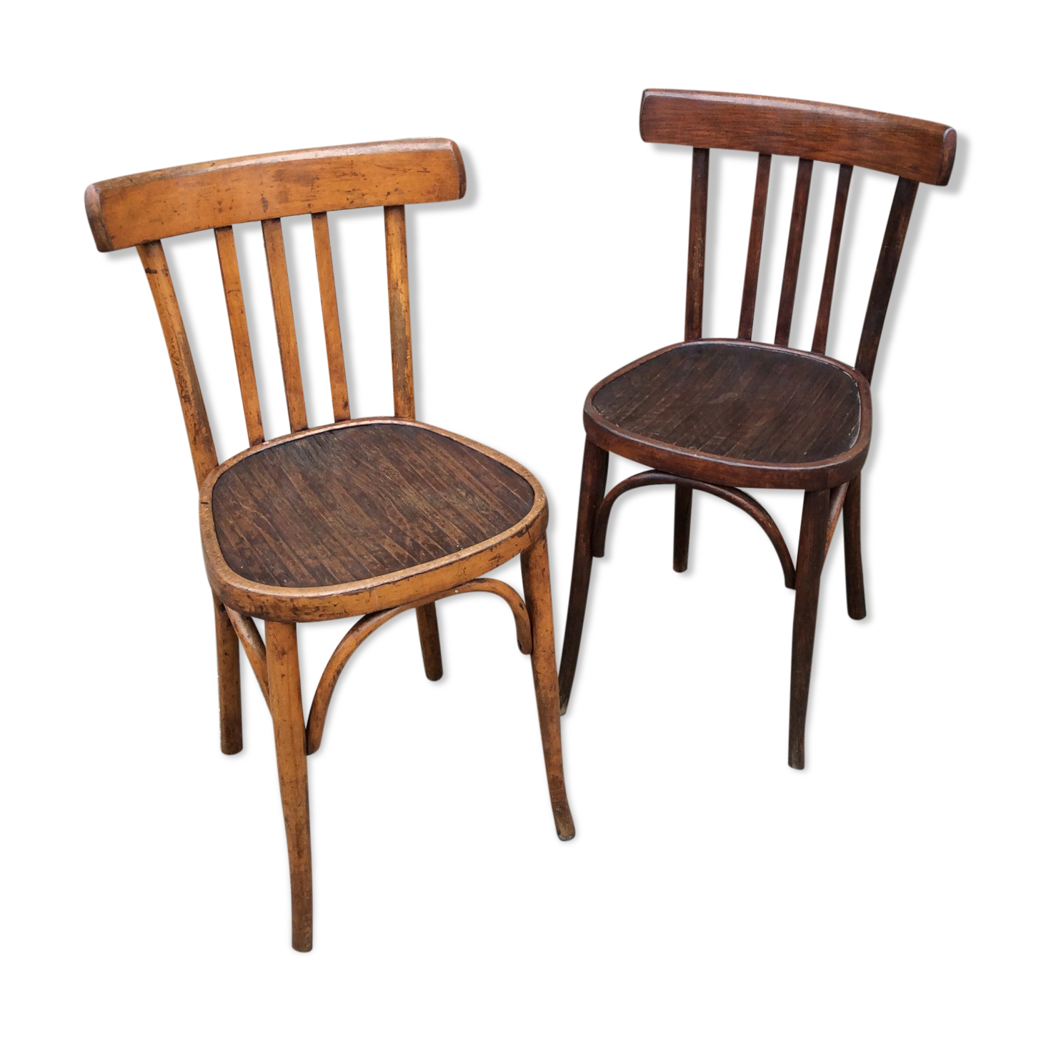 Lot of 2 wooden bistro chairs 1950