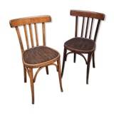 Lot of 2 wooden bistro chairs 1950