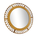 Miroir en bambou des années 1960 par Fmportglas, Allemagne