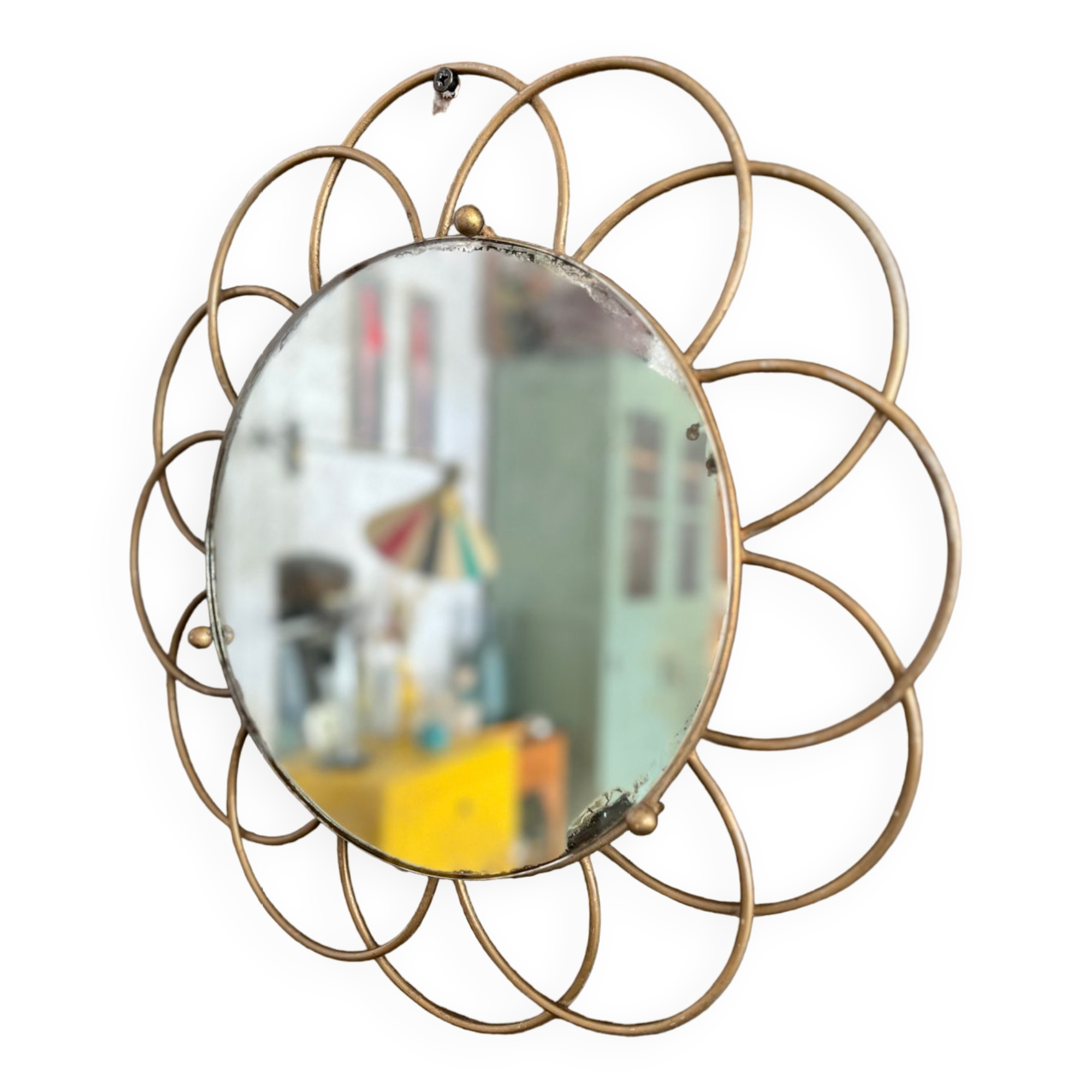 Ancibe brass flower mirror