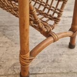 Rattan Magazine Rack, Bamboo, France 1975
