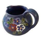 Pichet bleu et fleurs prop art jean garillon soufflenheim alsace