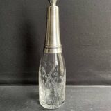 Liqueur carafe in engraved crystal & silver metal