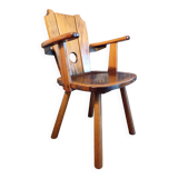 Brutalist armchair in solid wood
