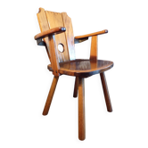 Brutalist armchair in solid wood