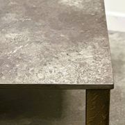 French 1970s slate & solid oak coffee table — textural slate slab, sculptural presence