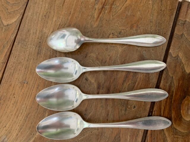 4 tablespoons in vintage silver metal