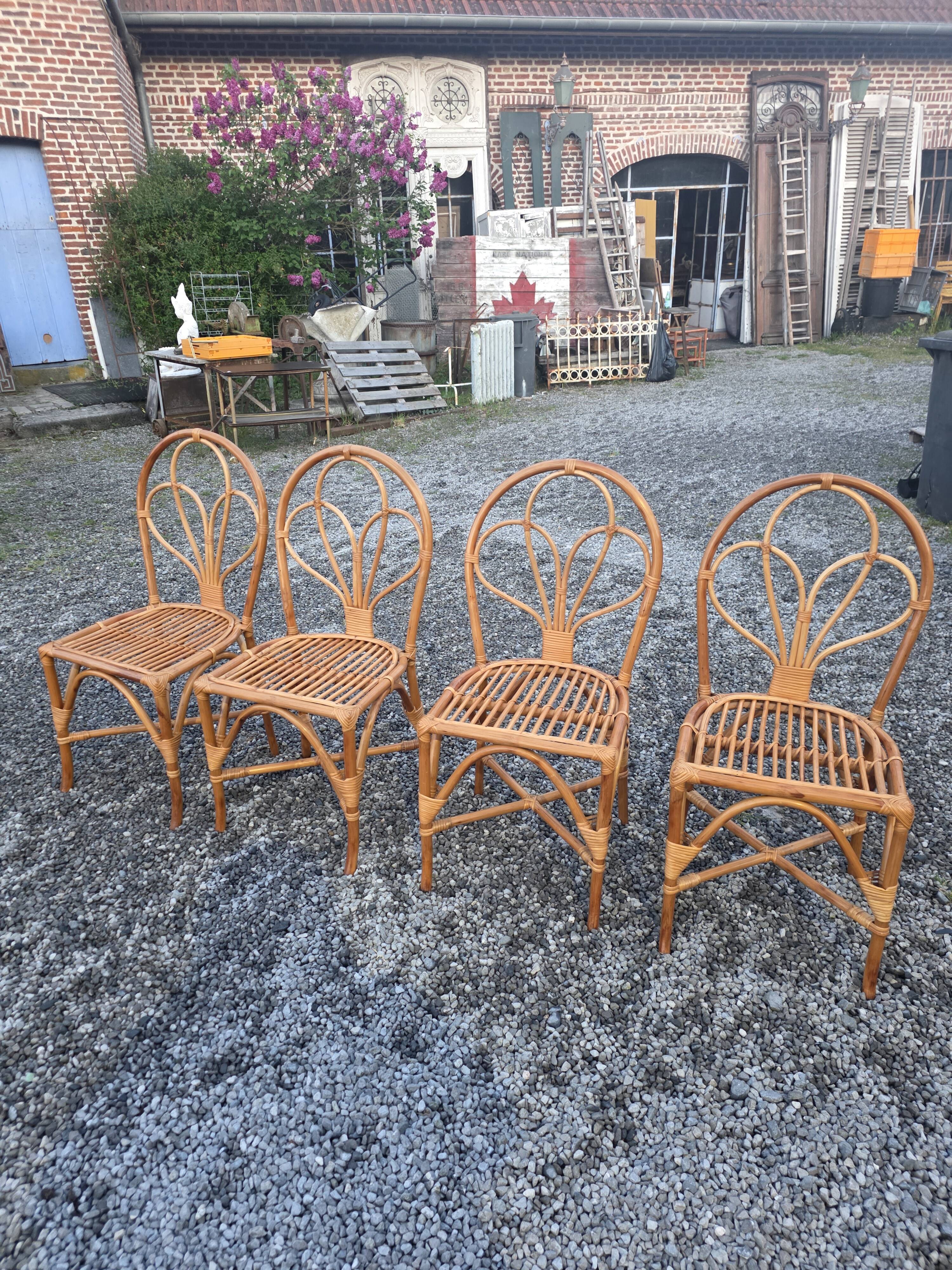 4 rattan chairs from the 1970s