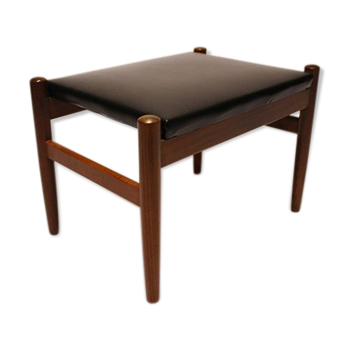 Leather and Danish teak stool