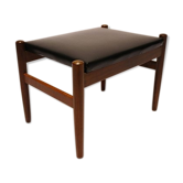 Leather and Danish teak stool