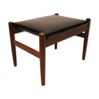 Tabouret cuir et teck danois