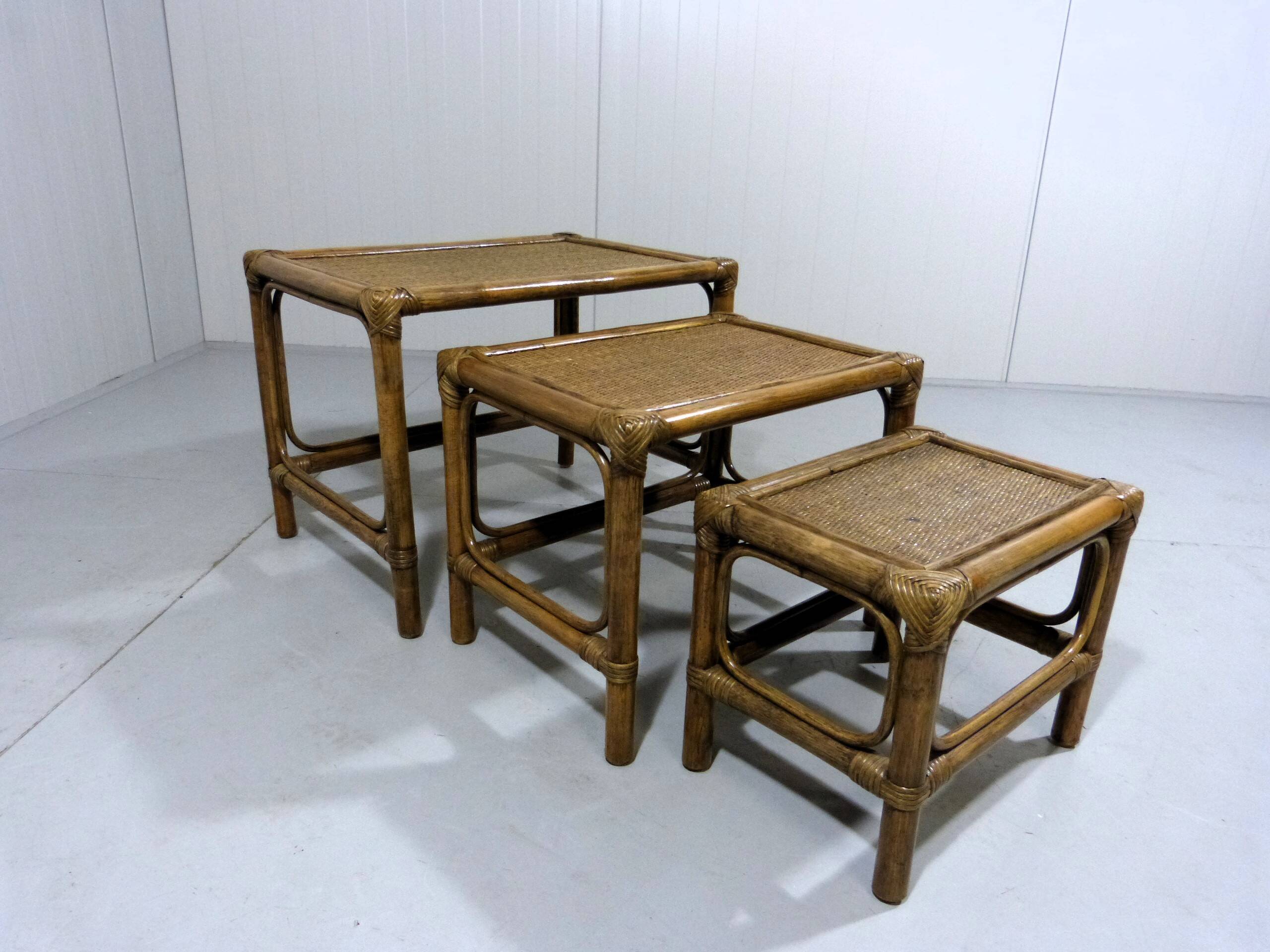 Rattan nesting tables 1970’s