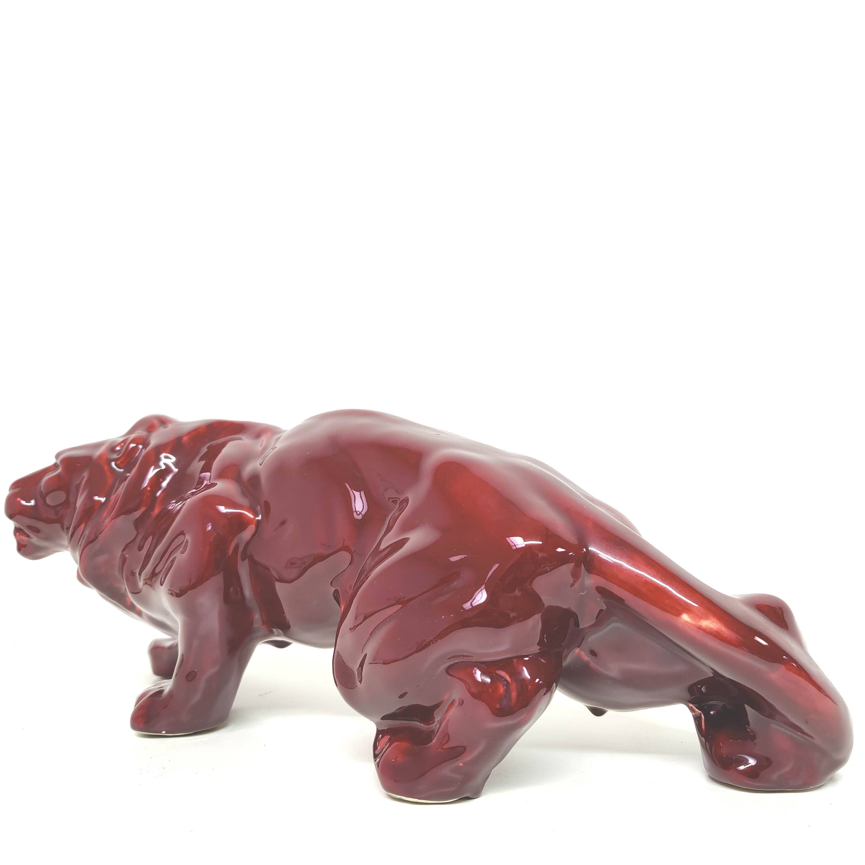 Red earthenware Lion Art Deco 1930