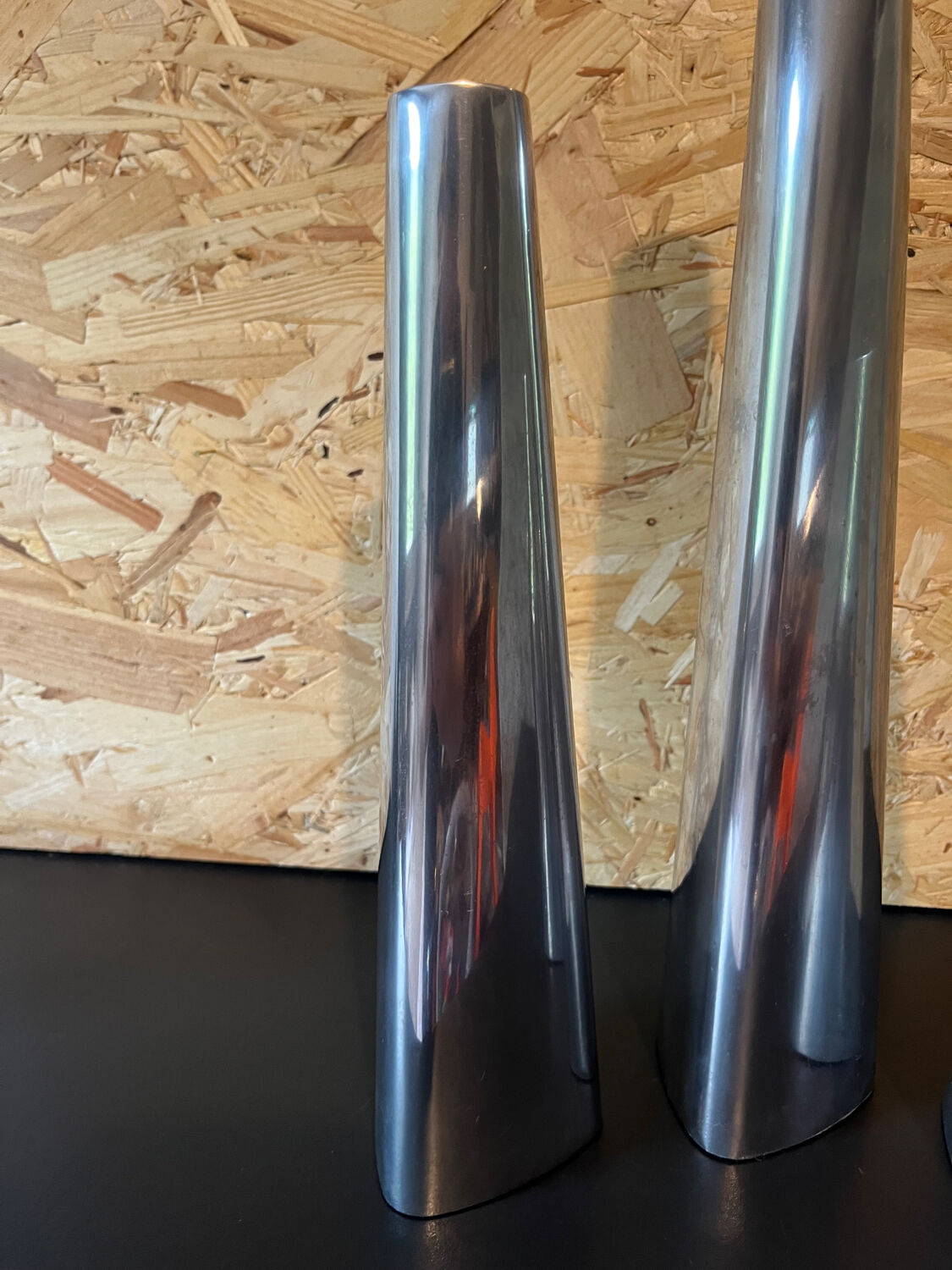 Trio of aluminum candle holders year 90