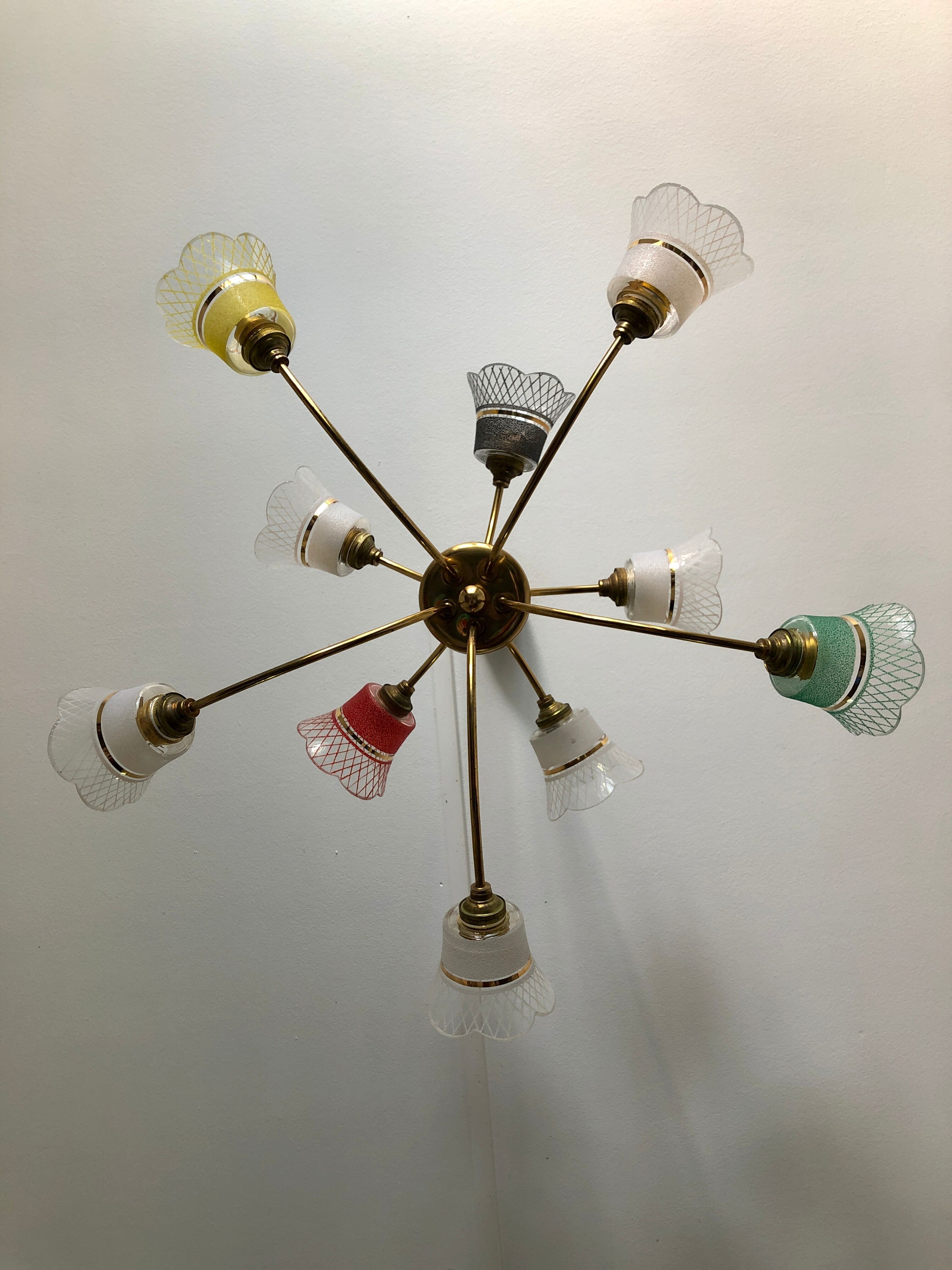 Chandelier granite glasses of colors 10 fires 1950