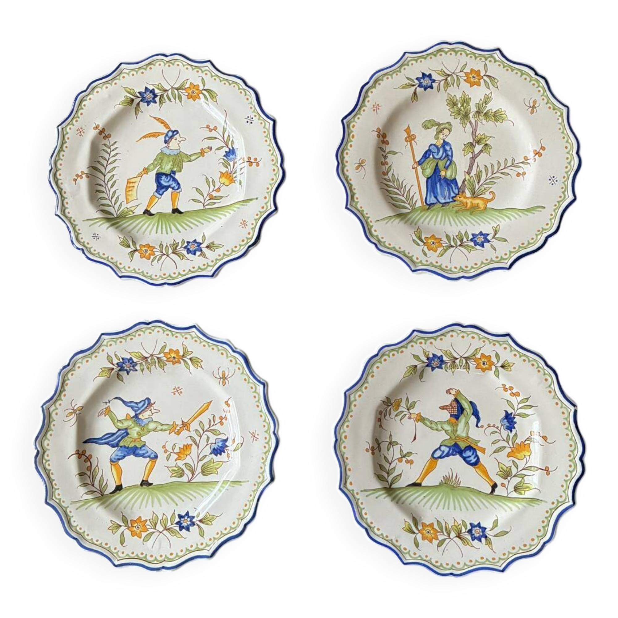 Set of Moustiers plates, 18th century