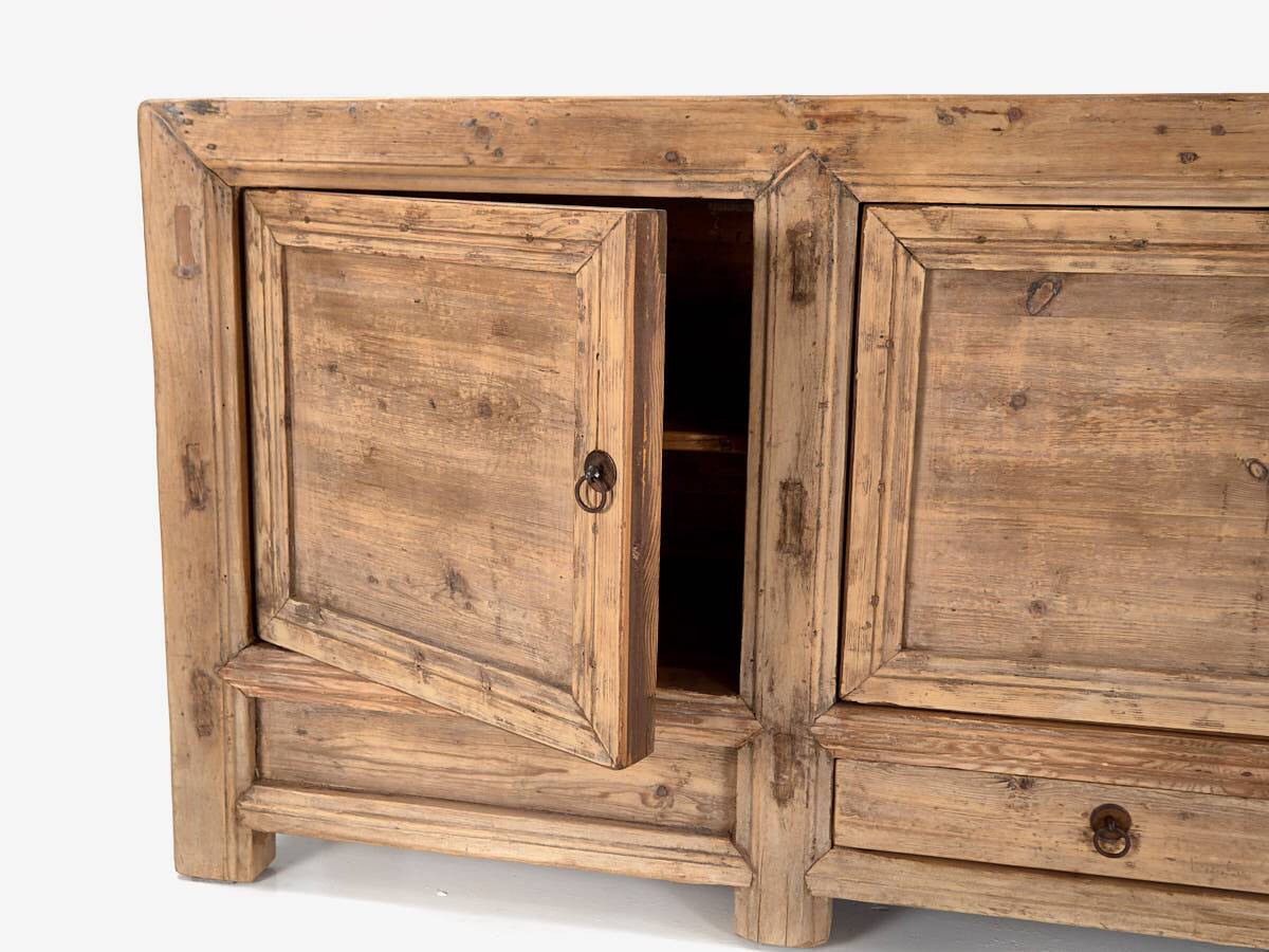 Antique three-door pine wood sideboard (circa 1920)