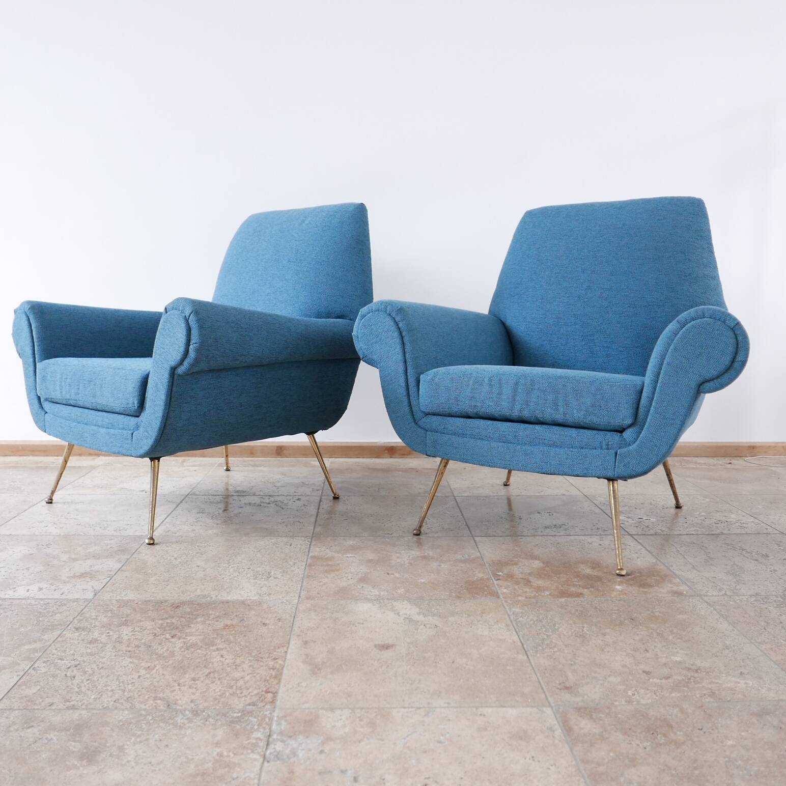 Pair of Newly Upholstered Italian Mid-Century Armchairs