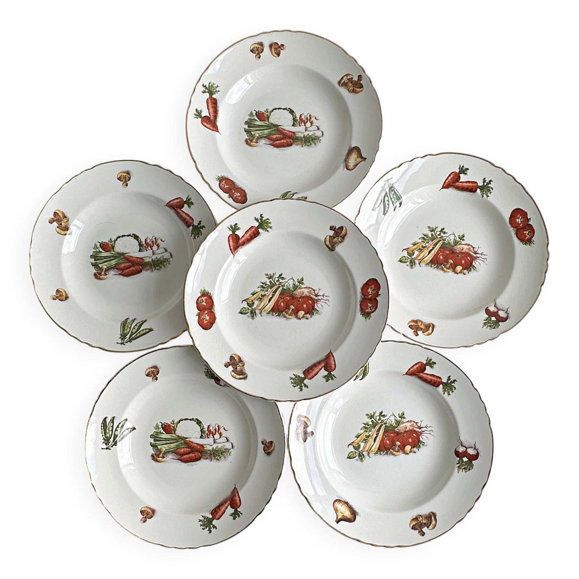 Set of 6 antique French plates