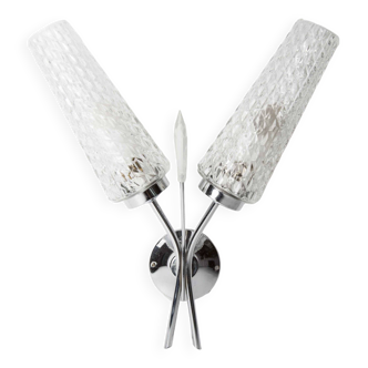 Double wall lamp 1960 chrome and glass and transparent tip
