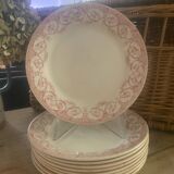 9 assiettes plates anciennes "Dubarry" Creil-Montereau, en terre de fer