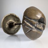 Brutalist double bronze handle door, 1970s
