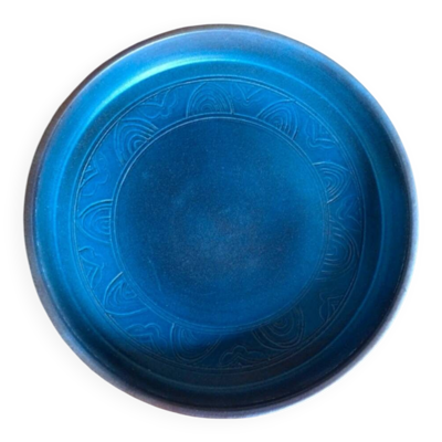 Soucoupe assiette coupelle céramique sous pot vintage bleu