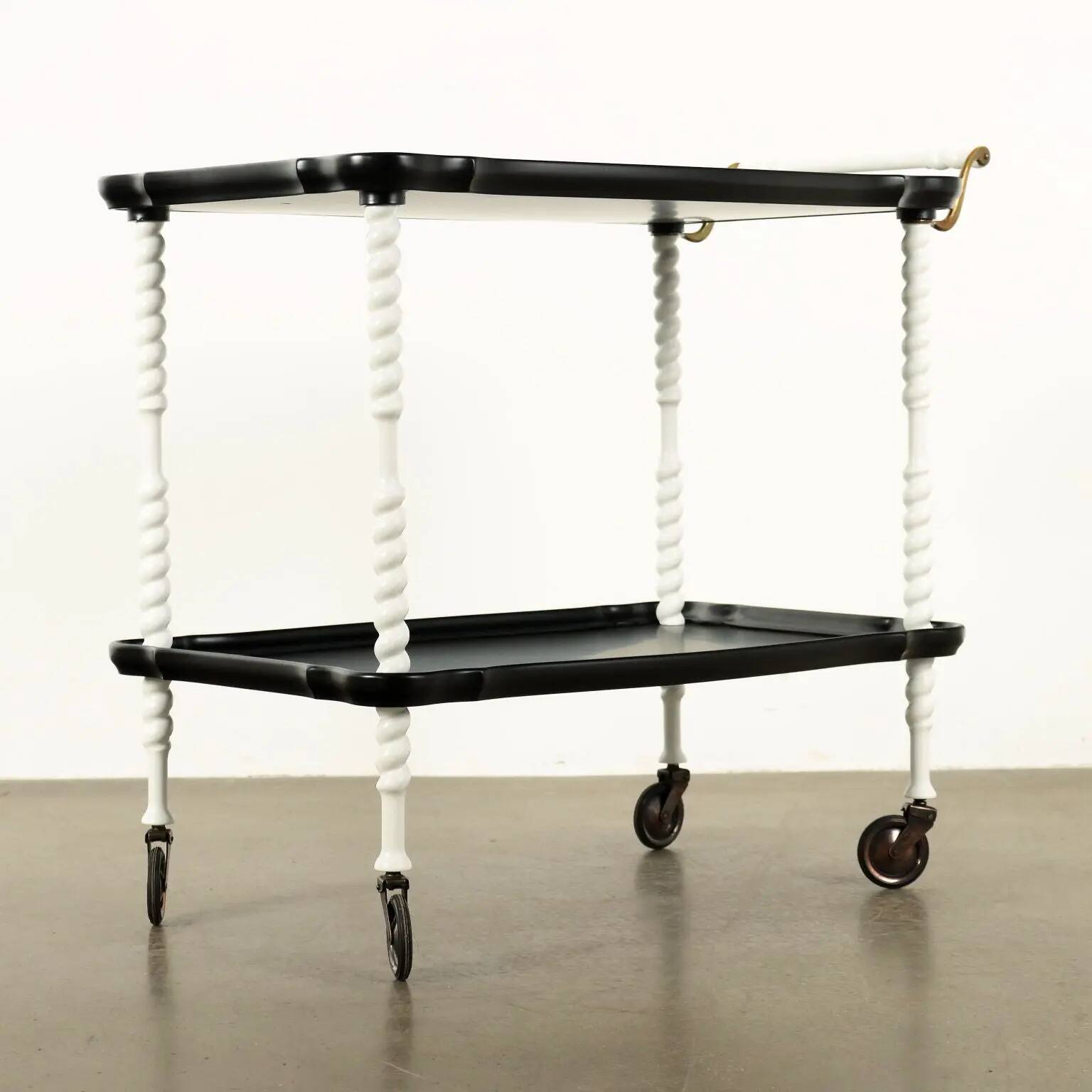 Desserte vintage en bois et métal, Italie, années 1960