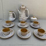 Service à café en grès niderviller modèle fauve - vintage - décor main