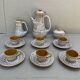 Stoneware coffee set niderviller model fauve - vintage - hand decoration