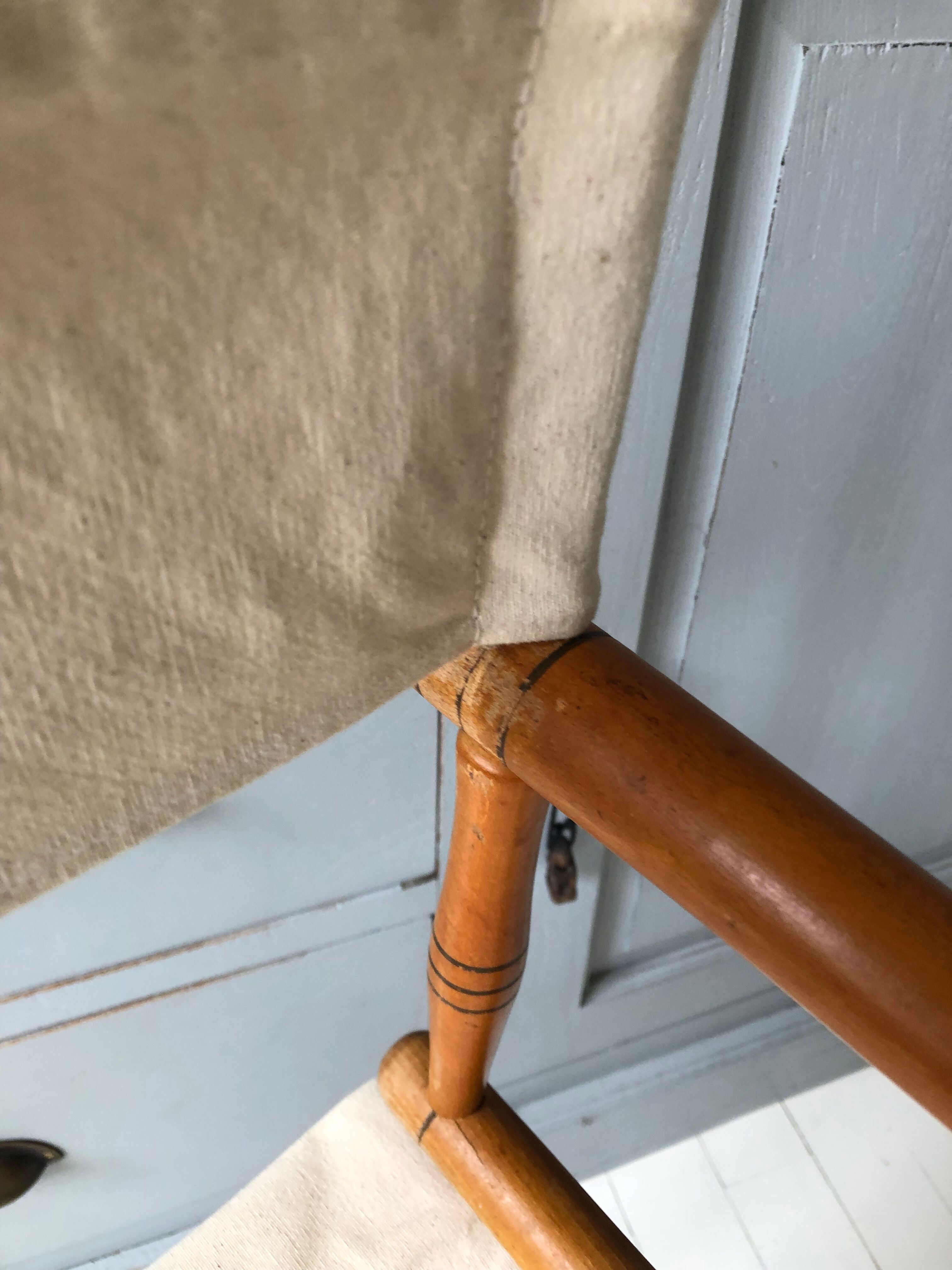 Former director's side chair in wood and canvas