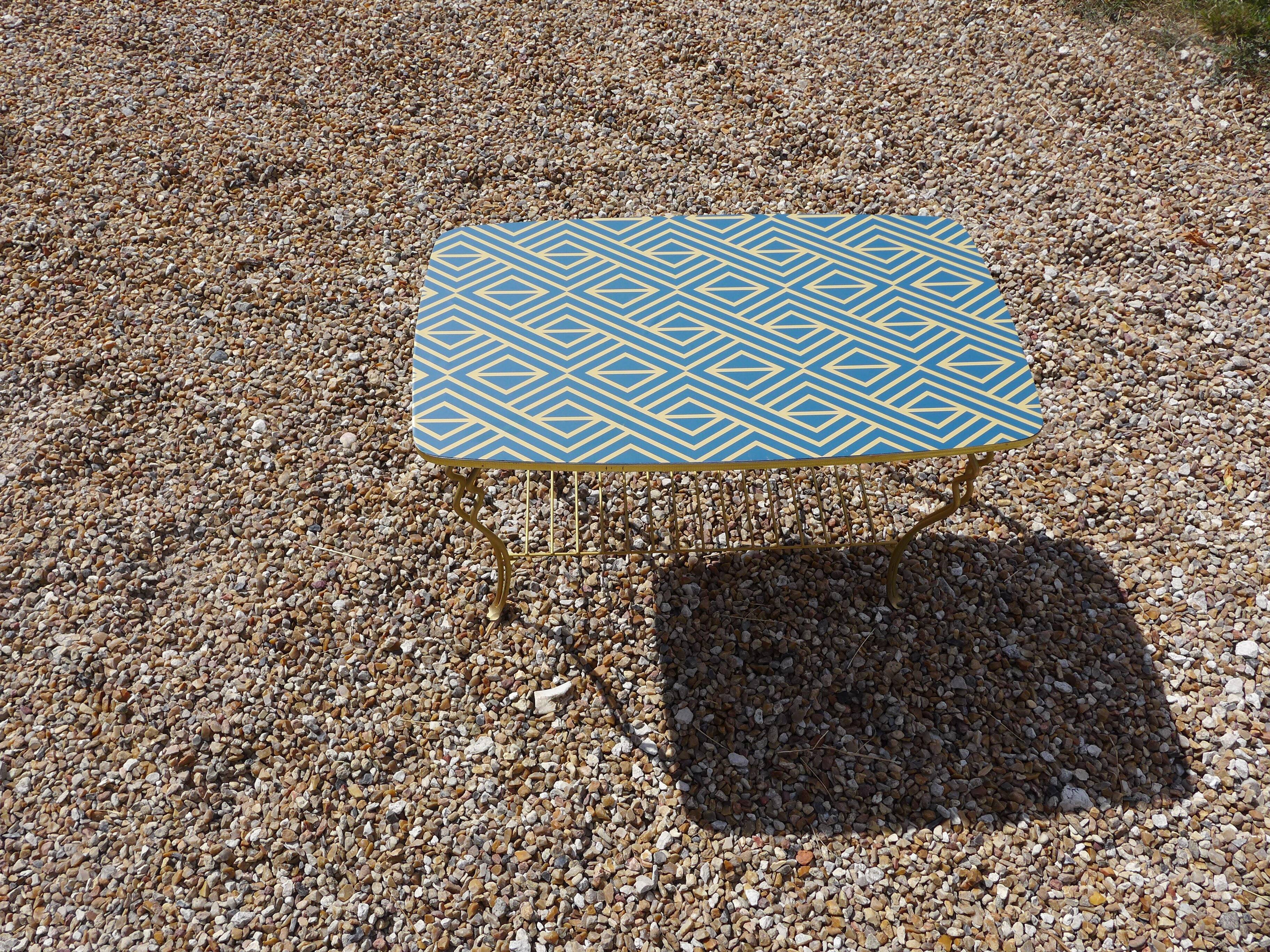 Golden brass coffee table