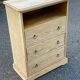 Louis Philippe chest of drawers with 3 drawers renovated in raw solid wood